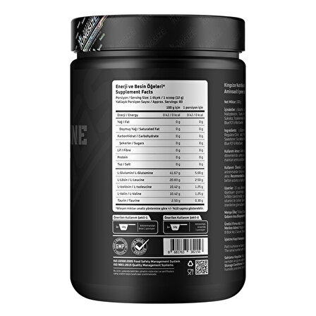 Kingsize Nutrition BCAA + Glutamine Powder 1000 Gr - YEŞİL ELMA