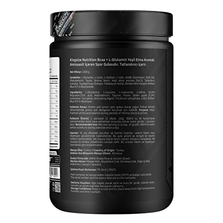 Kingsize Nutrition BCAA + Glutamine Powder 1000 Gr - KARPUZ