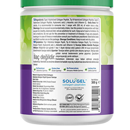 Nature's Supreme Multi Collagen Powder 300 Gr Aromasız - AROMASIZ
