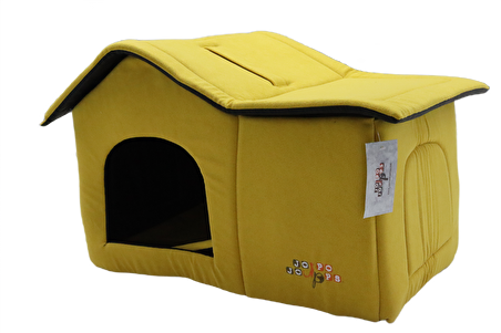 Jojo Pops Big House Sarı Kumaş Kedi ve Köpek Evi