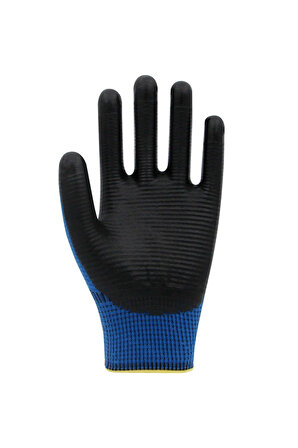 Master Glove PG5 Zebra Mavi Polyester Örme Nitril İş Eldiveni 10 Beden 12 Çift