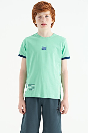 Su Yeşili Baskılı Standart Kalıp O Yaka Erkek Çocuk T-Shirt - 11097 | 7-8 Yaş