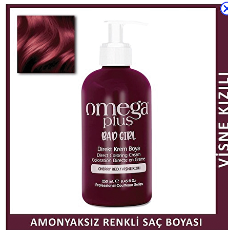 Omega Plus Bad Girl Vişne Kızılı Amonyaksız Renkli Saç Boyası 250 ml