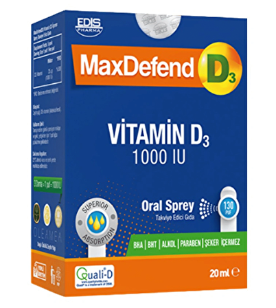 MaxDefend Vitamin D3 1000 IU Oral 20 ml Sprey