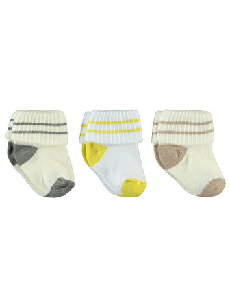 Civil Baby Erkek Bebek 3'lü Çorap Set 0-6 Ay Krem