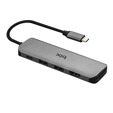 Bix BX09HB Type-C to 2*USB 3.0 4K HDMI PD 100W SD ve Micro SD Kart Okuyucu Çoklayıcı Hub