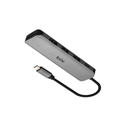 Bix BX09HB Type-C to 2*USB 3.0 4K HDMI PD 100W SD ve Micro SD Kart Okuyucu Çoklayıcı Hub