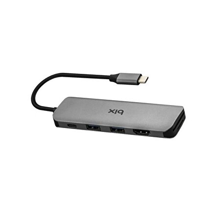 Bix BX09HB Type-C to 2*USB 3.0 4K HDMI PD 100W SD ve Micro SD Kart Okuyucu Çoklayıcı Hub