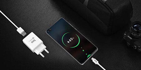 Bix BX-M18QTA 18W Qualcomm 3.0 Hızlı Şarj Adaptörü ve Micro USB Şarj Kablosu 1 Metre