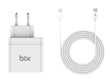 Bix BX-UC65WFTA USB 65 Watt Hızlı Şarj Aleti Beyaz