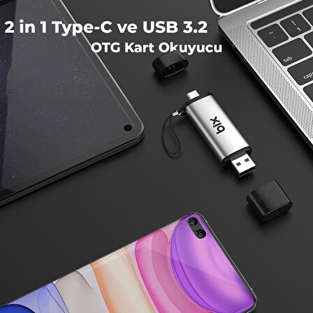 Bix ADP-11 Type-C ve USB 3.2 SD ve Micro SD OTG Hafıza Kartı Okuyucu