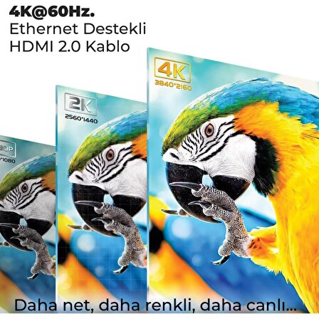 Bix NHD02 4K 60Hz Yüksek Hızlı Ethernet ve HDMI Kablosu 2 Metre