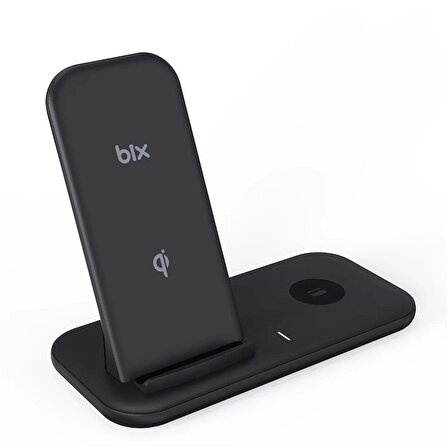 Bix BXMW1 2‘si 1 Arada iPhone Apple Watch Uyumlu  Uyumlu 15W Qİ Kablosuz Şarj Cihazı Stand