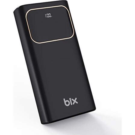 Bix PB303 30000MAH 60W 2*usb ve Type-C Pd Çıkışlı Hızlı Şarj Destekli LED Göstergeli Powerbank Siyah