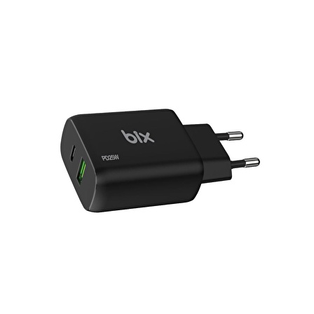 Bix ZH-2U41T 25W USB Type-C PD Çift Portlu Hızlı Şarj Cihazı Siyah