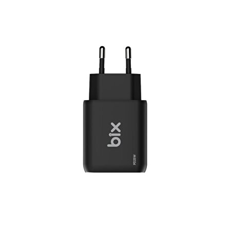 Bix ZH-2U41T 25W USB Type-C PD Çift Portlu Hızlı Şarj Cihazı Siyah