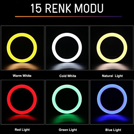 Juo MJ20 RGB Ring Light 20Cm Led Video Işığı (Ayak Dahil)