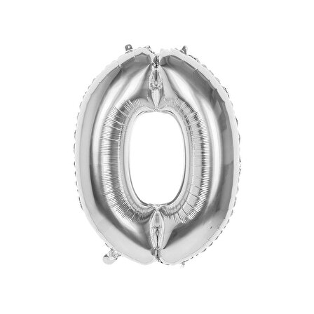0 Rakam Gümüş Folyo Balon 40 cm