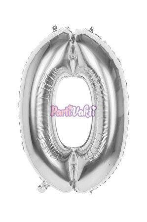 0 Rakam Gümüş Folyo Balon 40 cm