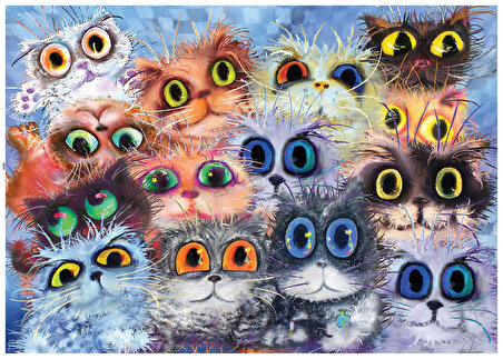 Set Of Cat's Portrait 1000 Parça Puzzle Kedi Gözleri Portresi Pazıl