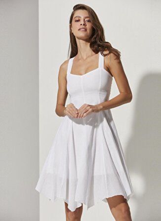 White by Nature Beyaz Kadın Mini Plaj Elbisesi WBN3118-S