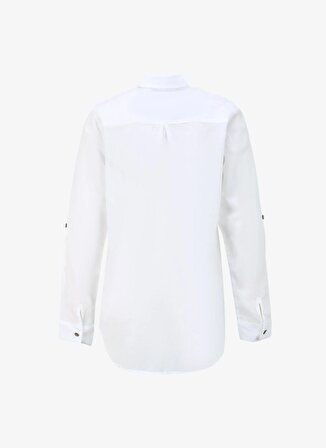 White by Nature Normal Gömlek Yaka Düz Beyaz Kadın Gömlek 320504