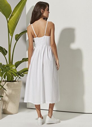 White by Nature Beyaz Kadın Maksi Plaj Elbisesi WBN3113-M