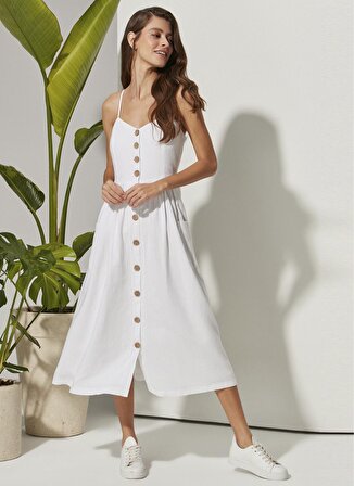 White by Nature Beyaz Kadın Maksi Plaj Elbisesi WBN3113-L