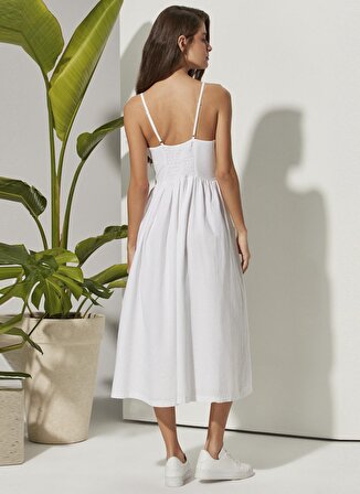 White by Nature Beyaz Kadın Maksi Plaj Elbisesi WBN3113-L