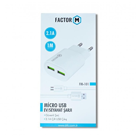 Factor M FM101M Micro USB Hızlı Şarj Aleti Beyaz