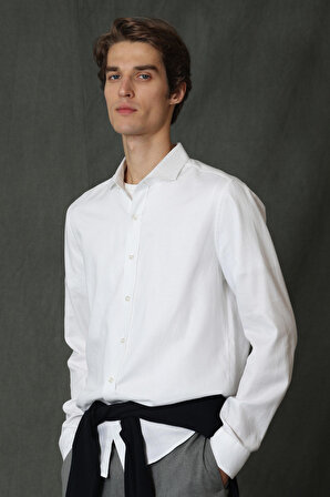 Vıana Erkek Basic Gömlek Comfort Slim Fit Beyaz
