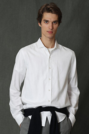 Vıana Erkek Basic Gömlek Comfort Slim Fit Beyaz