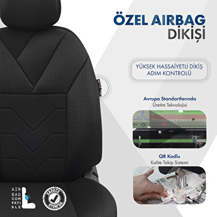 Otom Tempo Design Airbag Dikişli Micro Qube Oto Koltuk Kılıfı Tam Set