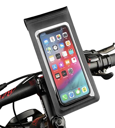 Motor Bisiklet Su Geçirmez Telefon Tutucu Gidon Demir Bağlantılı Tutucu