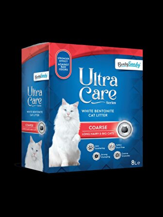 BentySandy Ultra Care Series Büyük ve Uzun Tüylü Kediler İçin İri Taneli Kedi Kumu 8L