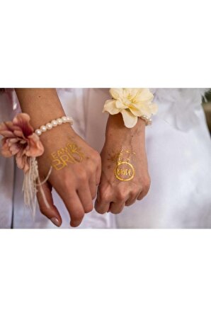 10'lu Fırsat Paketi Bekarlığa Veda Partisi Gold Bride Ve Team Bride Gelin Süslemeleri Geçici Dövme