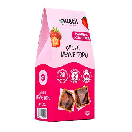 Nustil Düşük Proteinli Glutensiz Çilekli Meyve Topu 50g