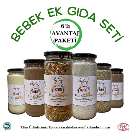 Organik Bebek Ek Gıda Seti +6ay+8ay+9ay Ecocert Sertifikalı 6'lı Paket