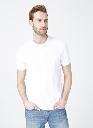 Limon Polo Yaka Düz Beyaz Erkek T-Shirt OSCAR21