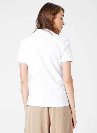 Fabrika Polo Yaka  Basic Düz Beyaz Kadın T-Shirt  -  DEEP