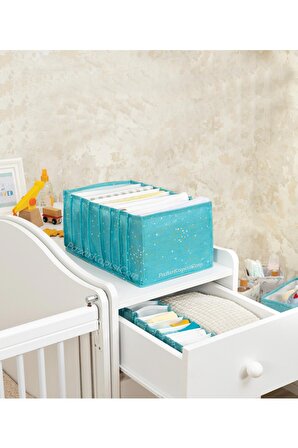 2 Adet Baby Bebek Odası Akordiyon Çekmece Düzenleyici Mavi L Boy