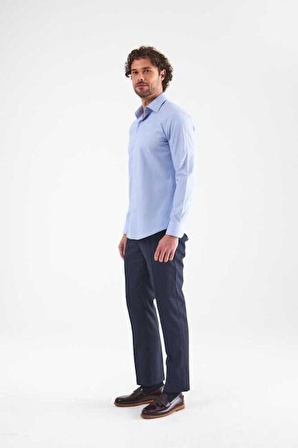 Bisse Erkek Slim Fit Uzun Kollu Klasik Gömlek MAVİ GM21K212126_C35