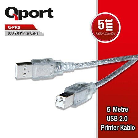 QPORT Q-PR5 5,0m USB 2.0 YAZICI KABLOSU