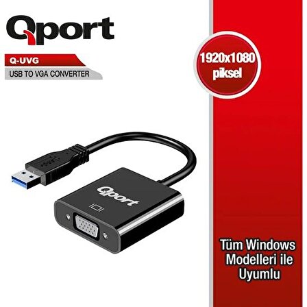QPORT Q-UVG USB3.0=>VGA ÇEVİRİCİ