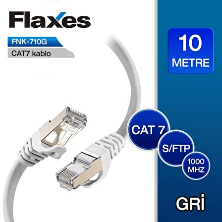 FLAXES FNK-710G 10m CAT 7 S/FTP PATCH KABLOSU,GRİ