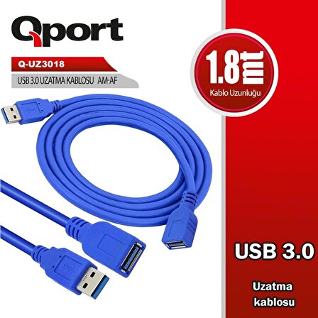 QPORT Q-UZ3018  1,8m USB 3.0 UZATMA KABLO AM-AF