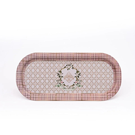 Evle Rosy Desenli Oval Tepsi 16x35 Cm