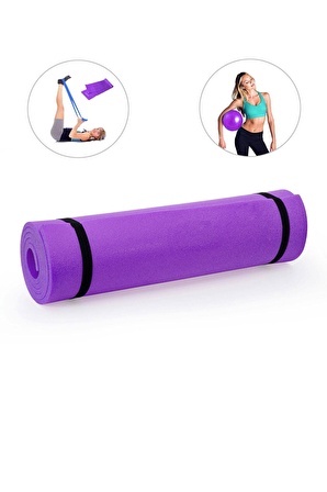 Spor Byfit 6,5 Mm Mor Pilates Minderi + Pilates Bandı + Denge Topu - 3 Lü Pilates Seti