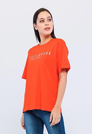 Basics&More Kadın Oversize Bisiklet Yaka T-Shirt 2022/801