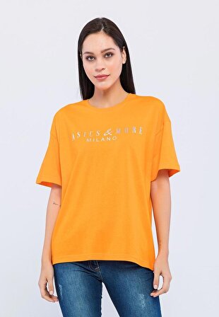 Basics&More Kadın Oversize Bisiklet Yaka T-Shirt 2022/801